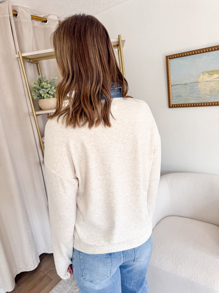 Thread & Supply Crest Heather Oatmeal Pullover – women's sweater