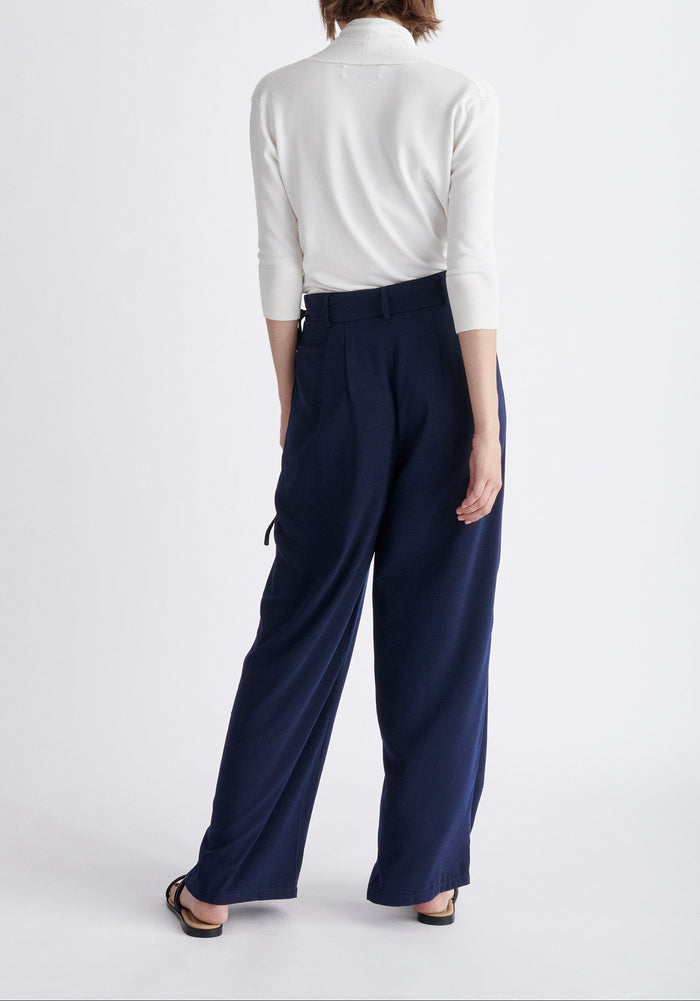 Paisie Cropped Sleeve Knitted Wrap Top in White Back