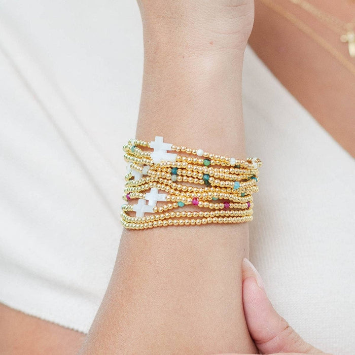 Cross Charm Beaded Bracelet Set