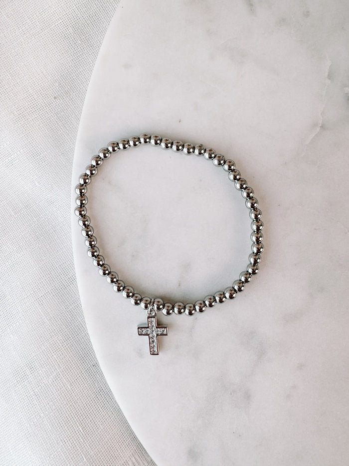 Cross Charm Beaded Bracelet