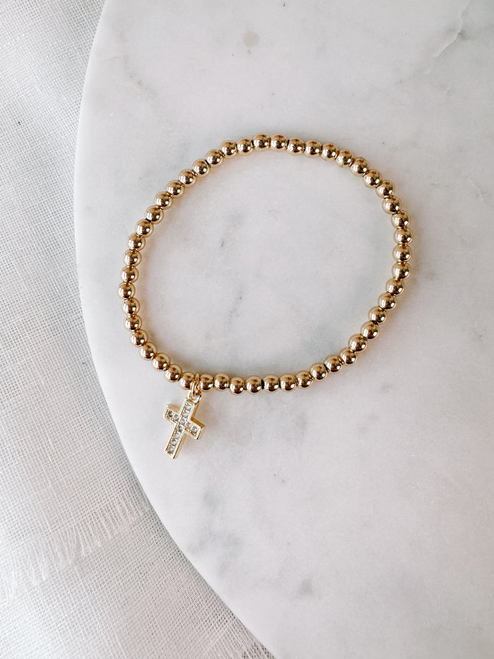 Cross Charm Beaded Bracelet