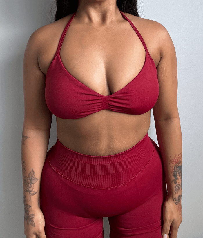 CurveContour Curve Halter Bra Cherry Bomb
