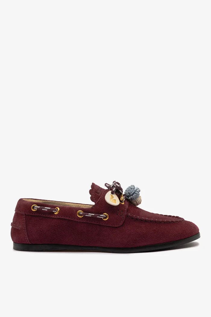 Cyprus Boat Shoe Burgundy Suede Loafer Larroudé