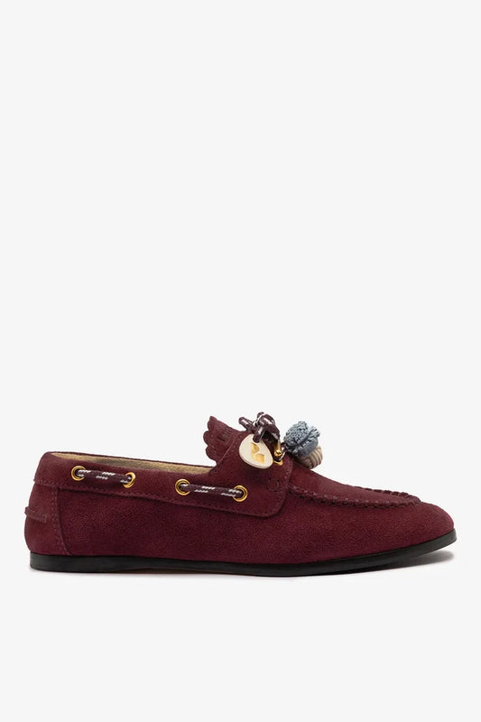 Cyprus Boat Shoe Burgundy Suede Loafer Larroudé