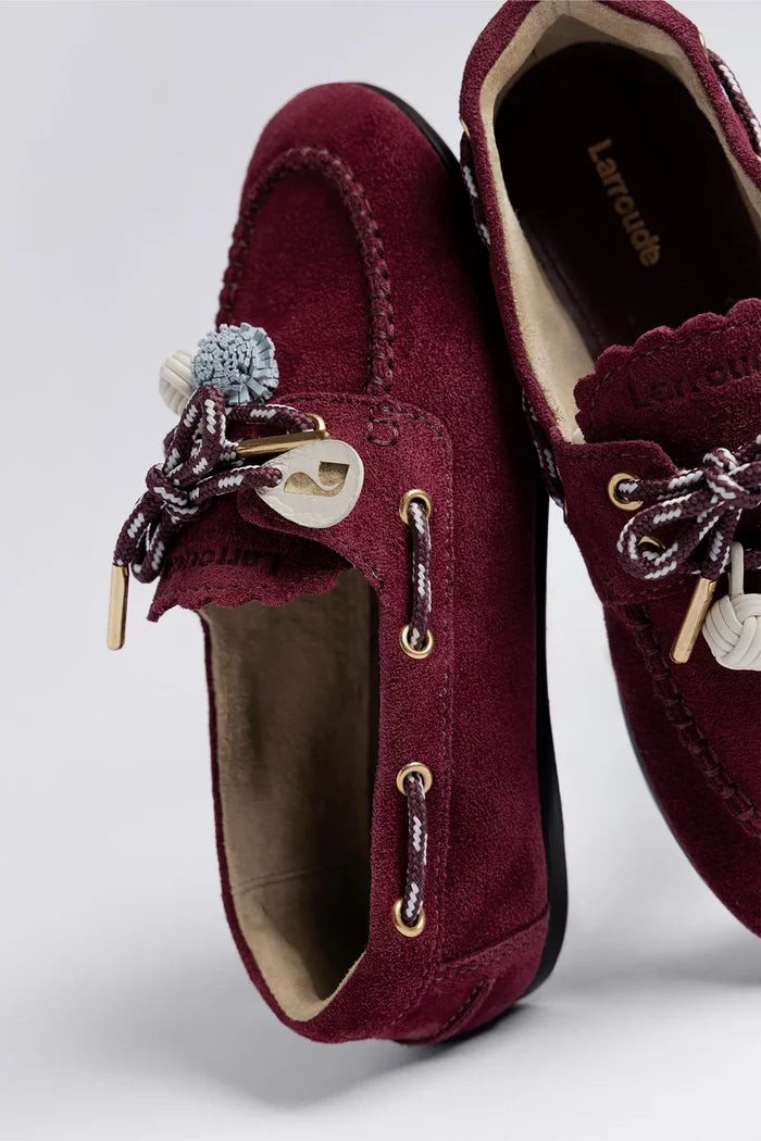 Cyprus Boat Shoe Burgundy Suede Loafer Larroudé