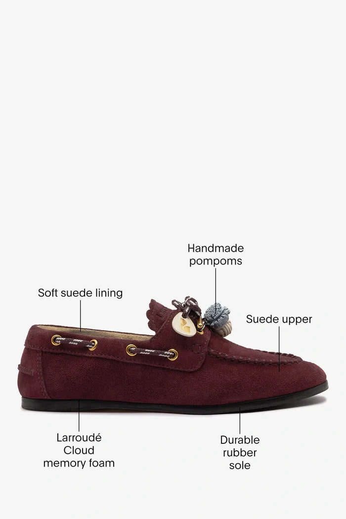 Cyprus Boat Shoe Burgundy Suede Loafer Larroudé