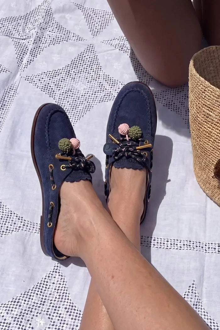Cyprus Mule Indigo Suede Mule Larroudé
