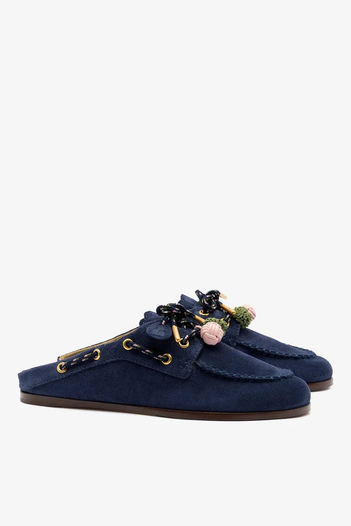 Cyprus Mule Indigo Suede Mule Larroudé
