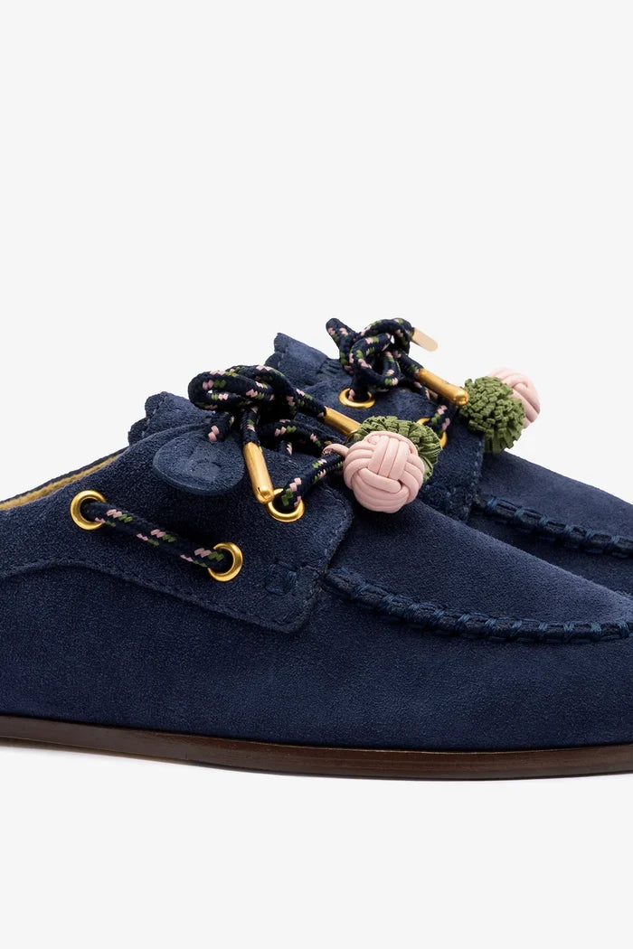 Cyprus Mule Indigo Suede Mule Larroudé