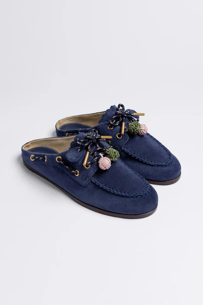 Cyprus Mule Indigo Suede Mule Larroudé