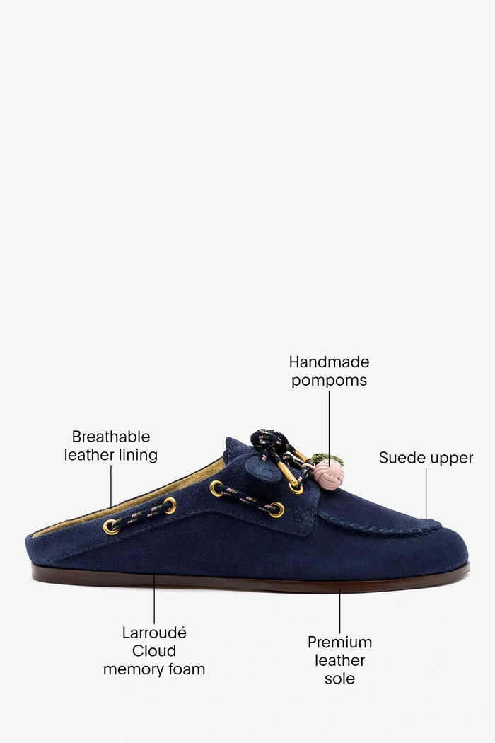 Cyprus Mule Indigo Suede Mule Larroudé
