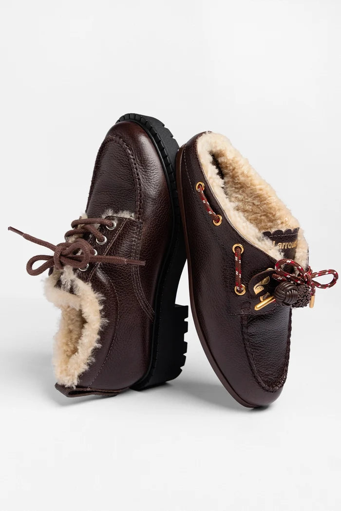 Cyprus Shearling Mule Brown Leather Mule Larroudé