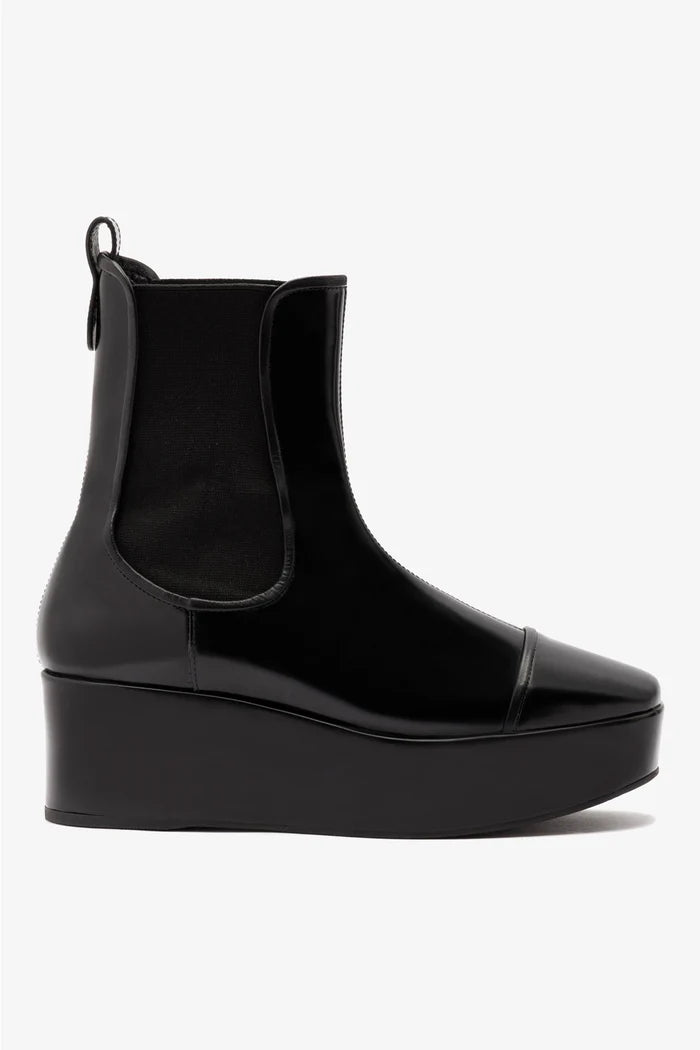Dani Chelsea Flatform Boot In Black Box Leather Boot Larroudé