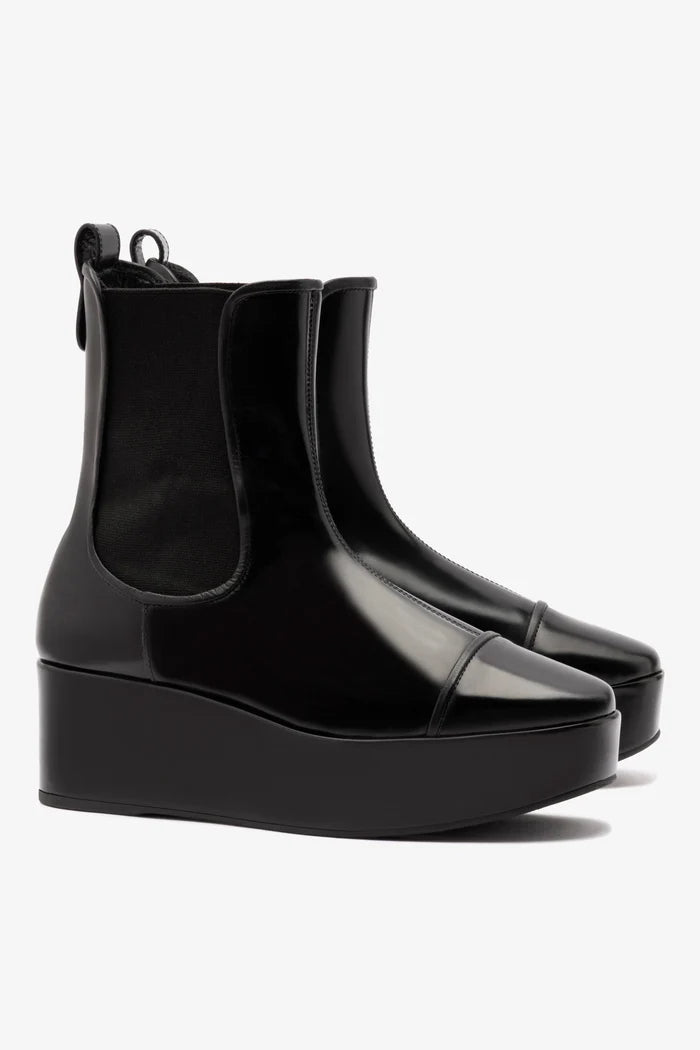 Dani Chelsea Flatform Boot In Black Box Leather Boot Larroudé