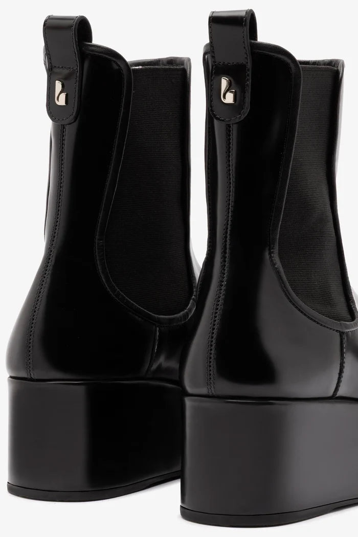 Dani Chelsea Flatform Boot In Black Box Leather Boot Larroudé