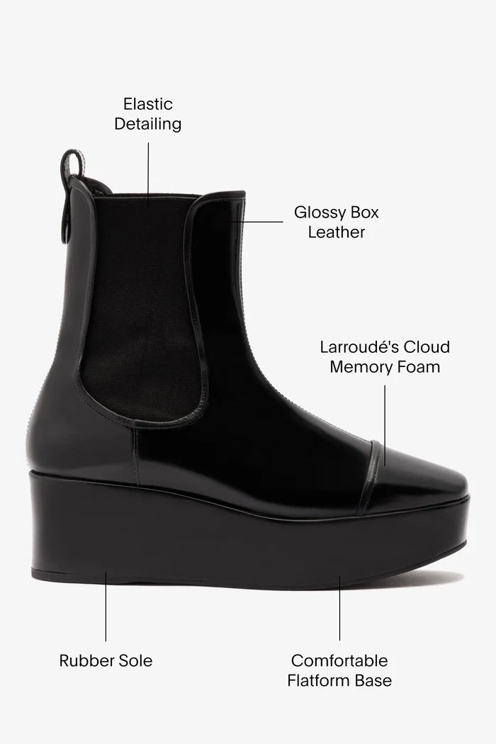 Dani Chelsea Flatform Boot In Black Box Leather Boot Larroudé