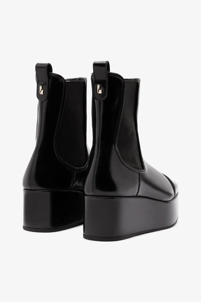 Dani Chelsea Flatform Boot In Black Box Leather Boot Larroudé