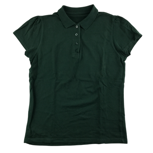 Dark green girls scallop collar school polo shirt