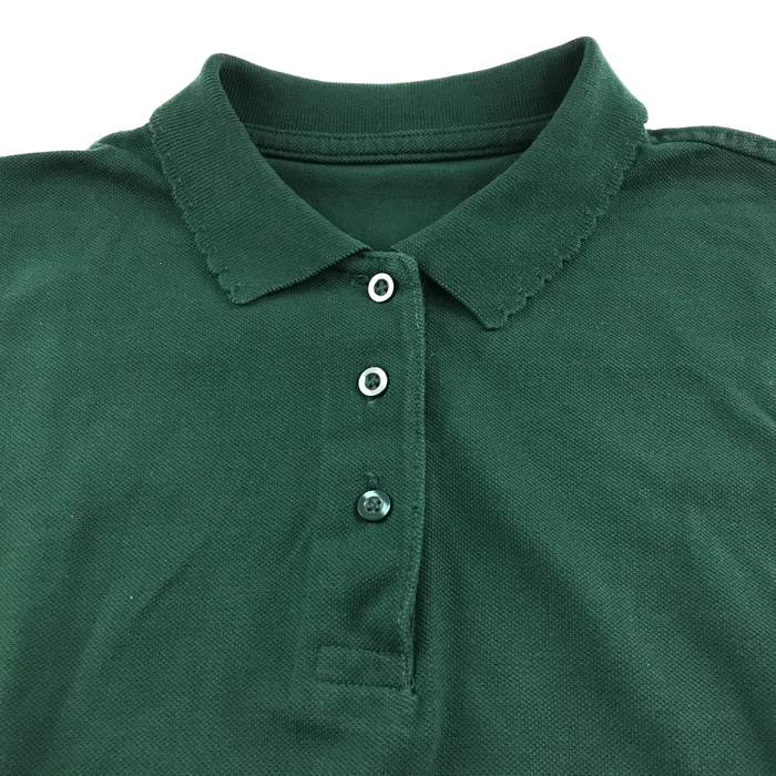 Dark green girls scallop collar school polo shirt