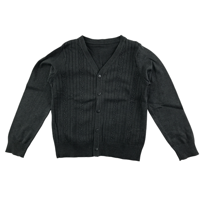 Dark grey girls cable knit school cardigan