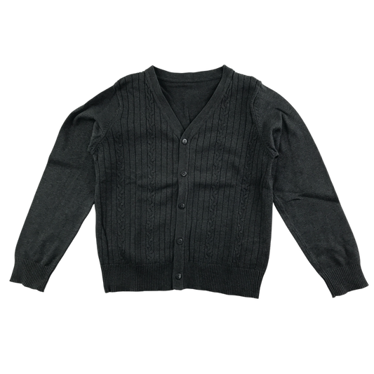 Dark grey girls cable knit school cardigan