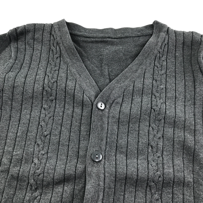 Dark grey girls cable knit school cardigan
