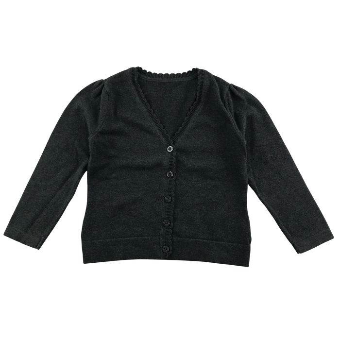 Dark grey girls scallop neck school cardigan