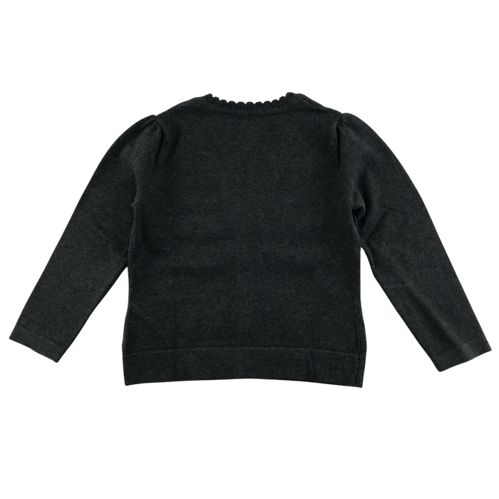 Dark grey girls scallop neck school cardigan