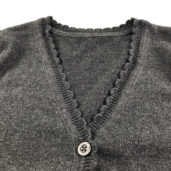 Dark grey girls scallop neck school cardigan