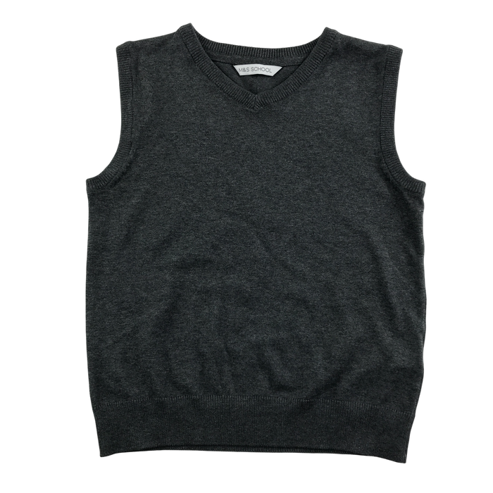 Dark grey unisex v-neck school tank top
