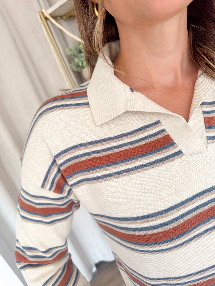 Be Cool Daryn Striped Henly Polo – women's sweater