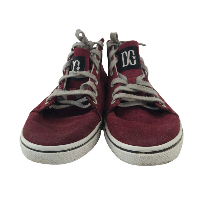DC size UK 3 burgundy leather high top trainers