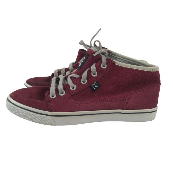 DC size UK 3 burgundy leather high top trainers