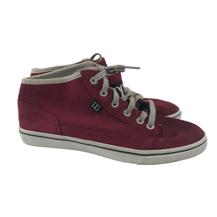 DC size UK 3 burgundy leather high top trainers