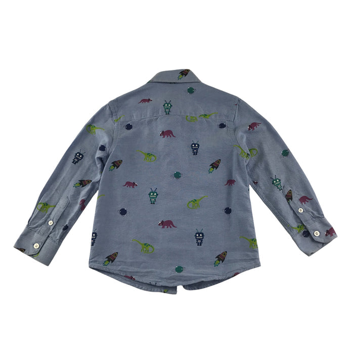 Debenhams 4-5 years blue dinosaur robot and space print cotton shirt