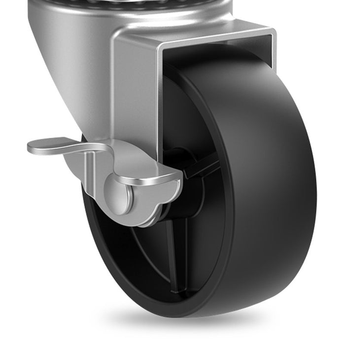 Dessin de chariot de cuisine Brianny avec plateau pliable, 2 tiroirs et prise de courant blanc cassé