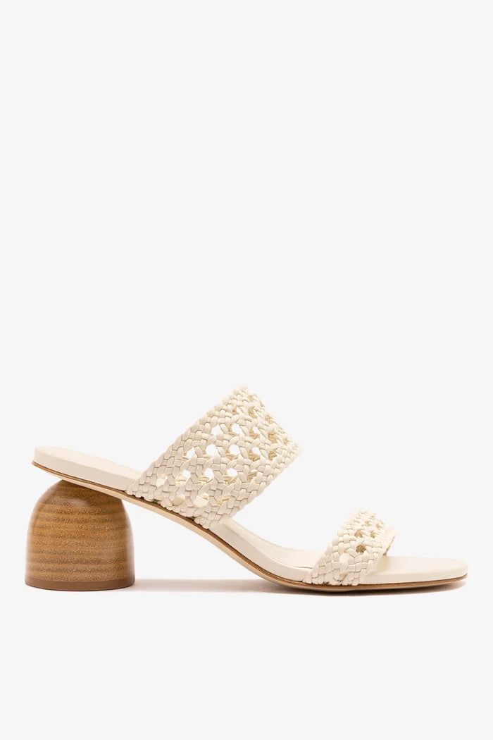 Dew Drop Macrame Sandal In Ivory Leather Mule Larroudé