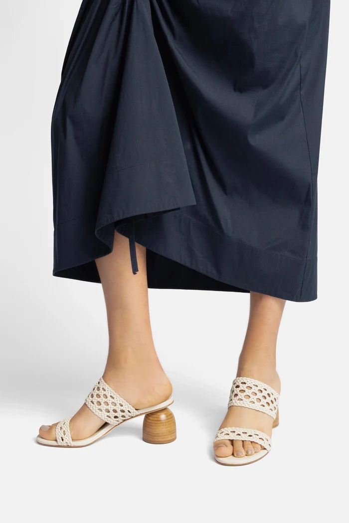 Dew Drop Macrame Sandal In Ivory Leather Mule Larroudé