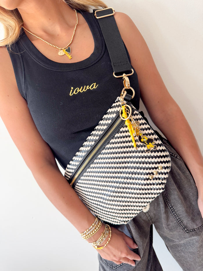 Pretty Simple Diagonal Woven Westlyn Bum Bag – women's accessories - handbags