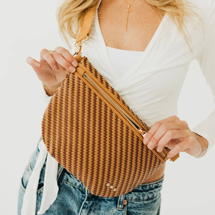 Pretty Simple Diagonal Woven Westlyn Bum Bag – women's accessories - handbags
