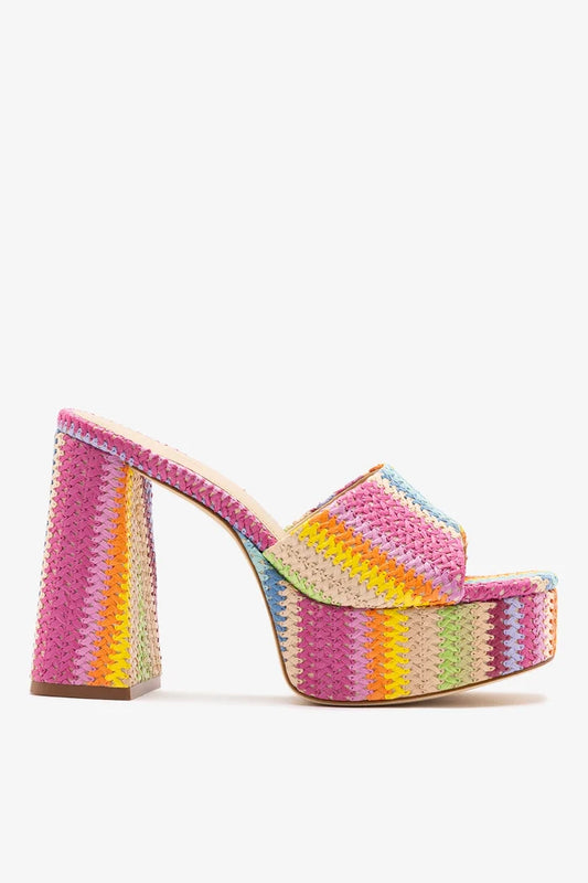 Dolly Mule Rainbow Raffia Mule Larroudé