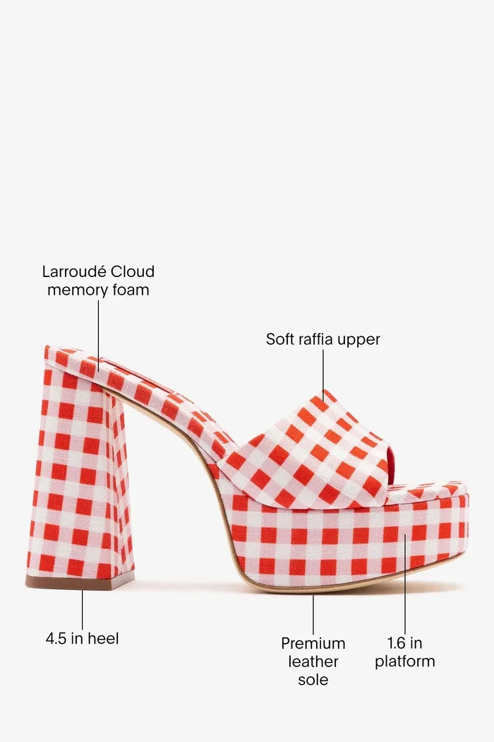 Dolly Platform Mule Scarlet Printed Fabric Mule Larroudé