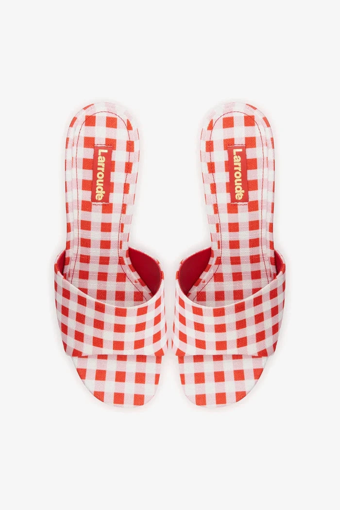 Dolly Platform Mule Scarlet Printed Fabric Mule Larroudé