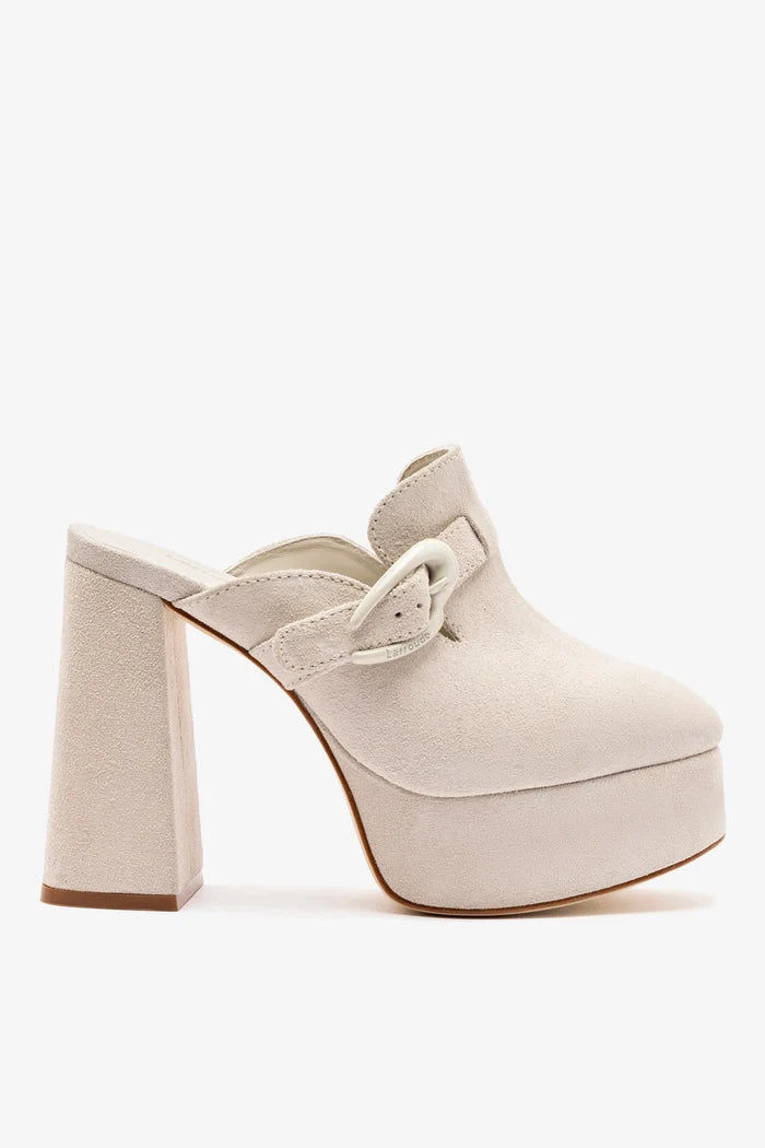 Dolly Verona Clog In Mushroom Grey Suede Mule Larroudé