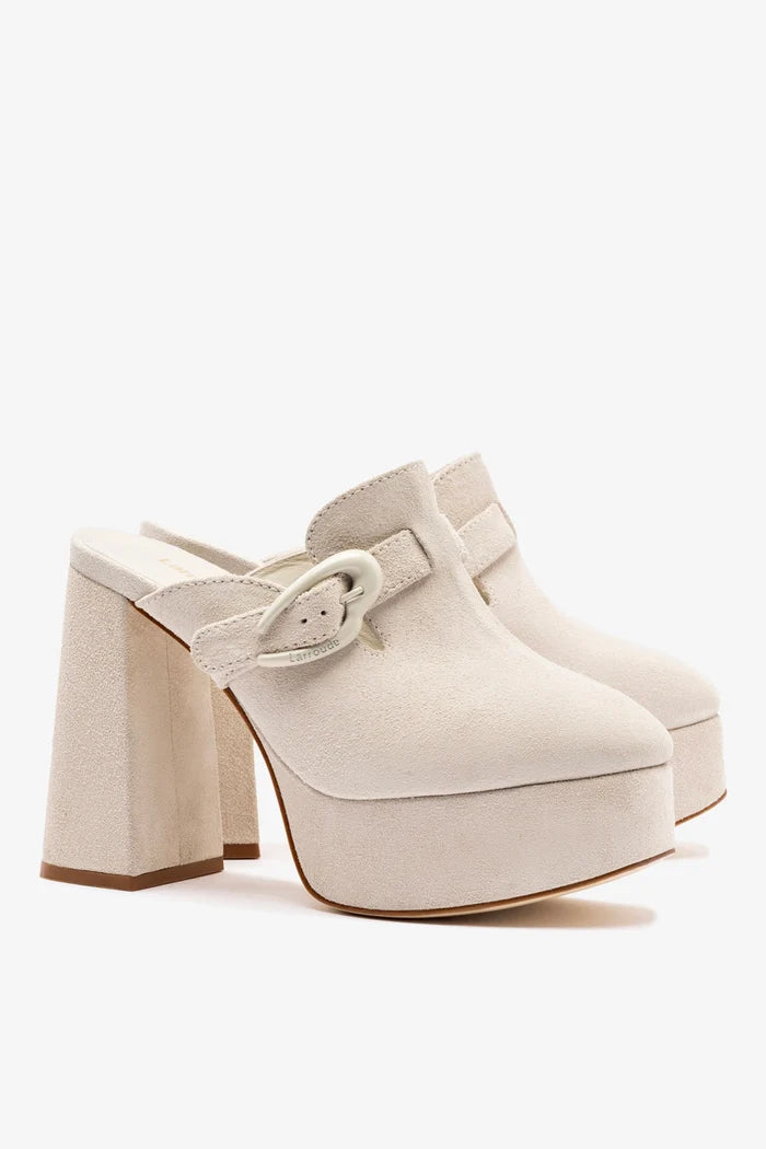 Dolly Verona Clog In Mushroom Grey Suede Mule Larroudé