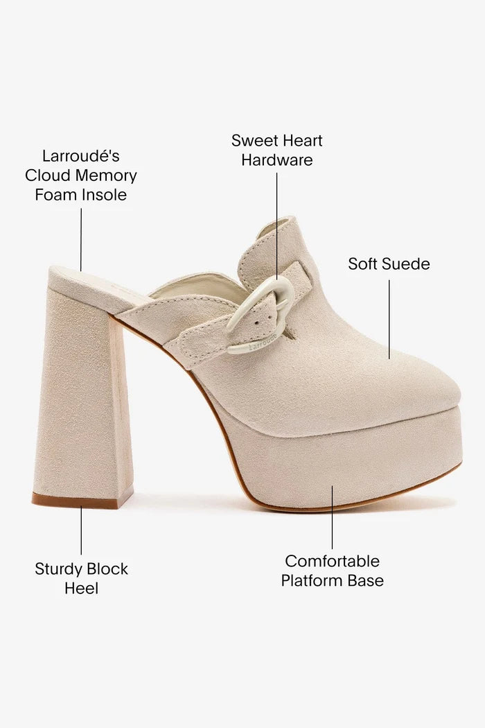 Dolly Verona Clog In Mushroom Grey Suede Mule Larroudé