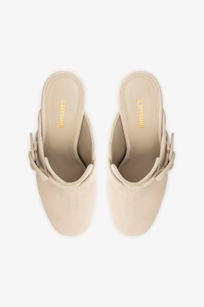 Dolly Verona Clog In Mushroom Grey Suede Mule Larroudé