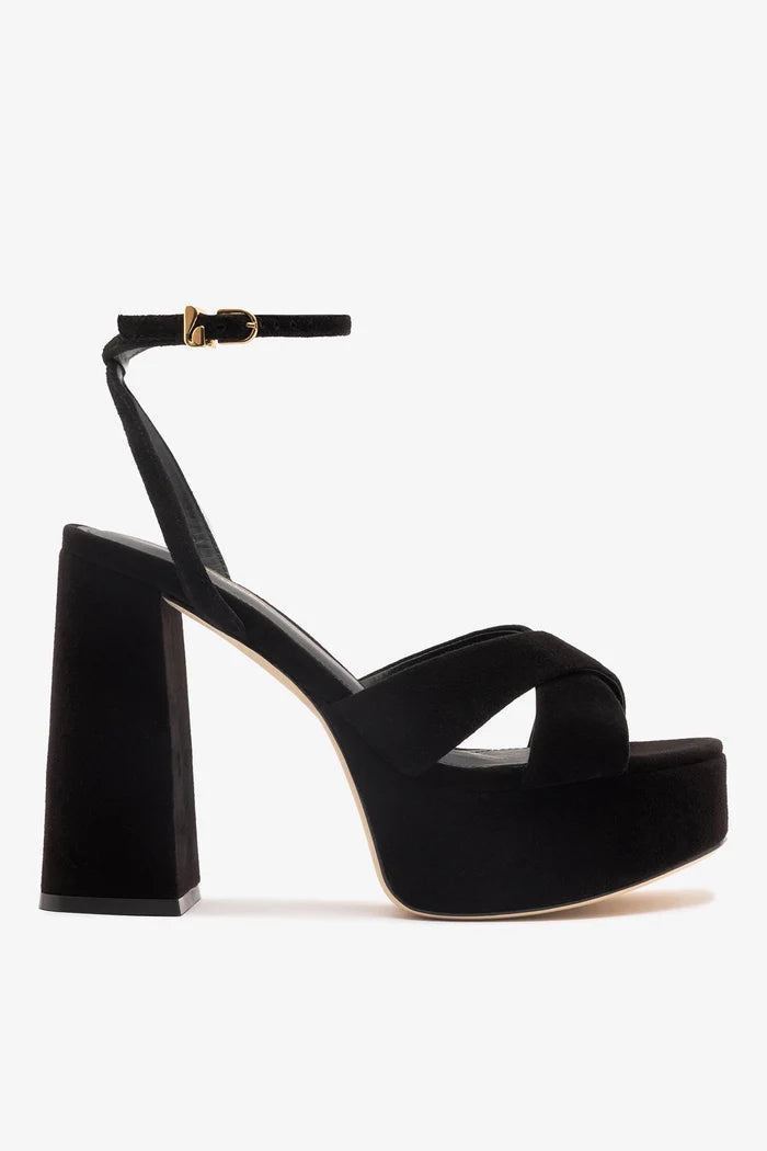 Dolly X Platform Sandal In Black Suede Sandal Larroudé