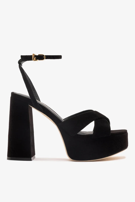 Dolly X Platform Sandal In Black Suede Sandal Larroudé