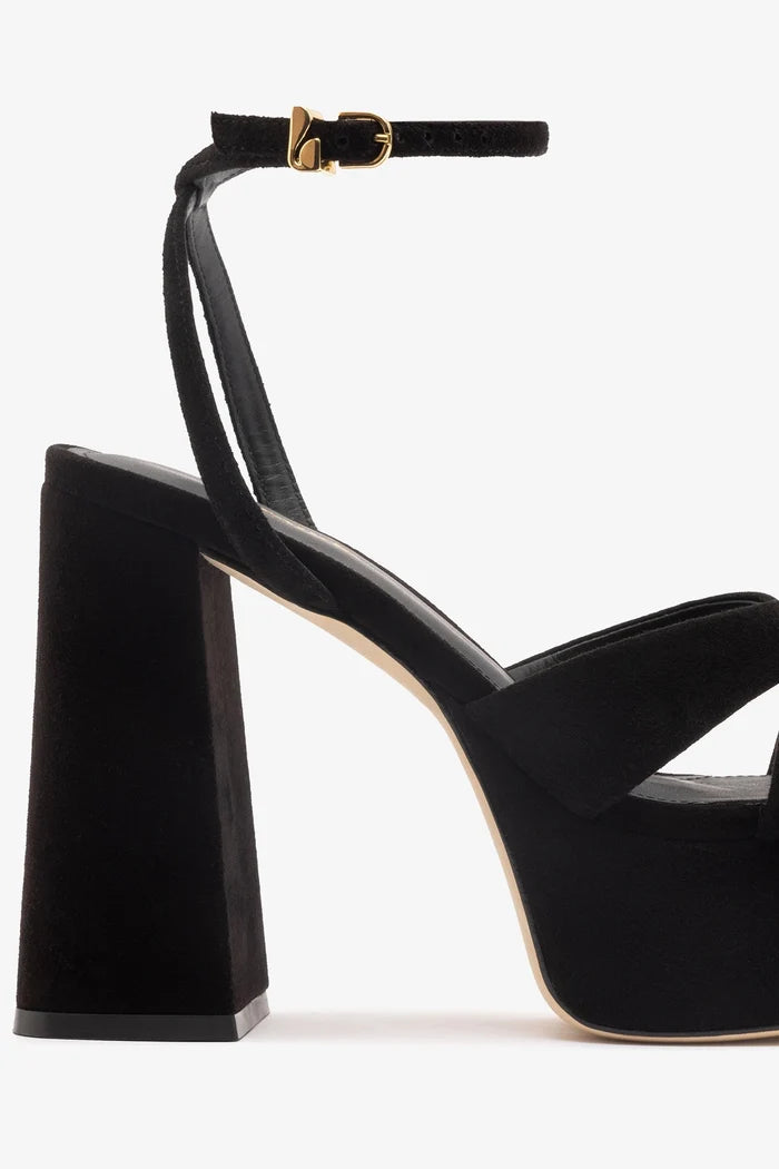 Dolly X Platform Sandal In Black Suede Sandal Larroudé